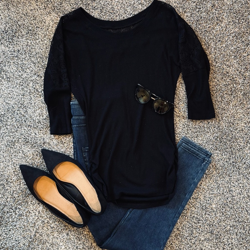 Self Esteem Black Lace Detail Top